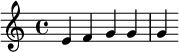  \relative c' { e4 f | g g g } 
\addlyrics { кБо го | }
