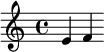  \relative c' { e4 f | } 
\addlyrics { кБо го | }
