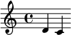 
\relative c' {
  d c
}
